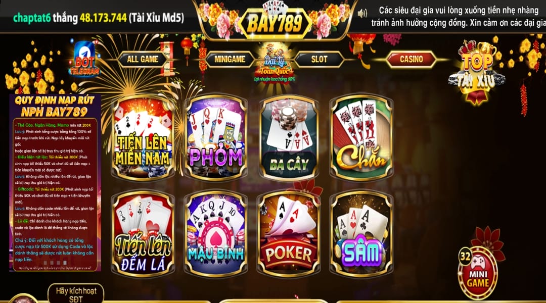 Sảnh casino online tại Bay789 mang đến hàng trăm sản phẩm trò chơi